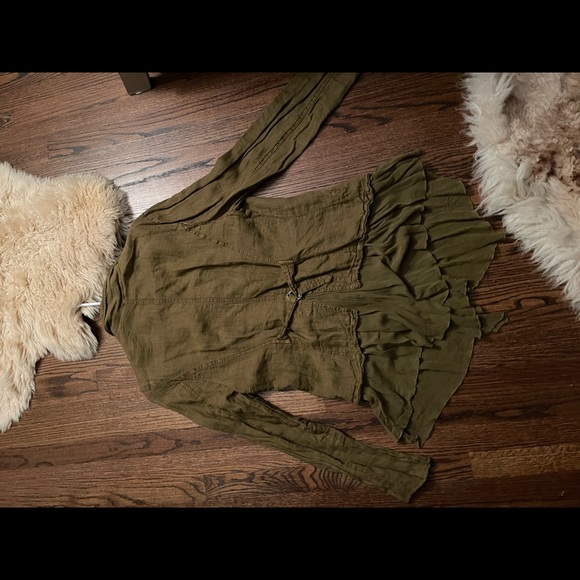 Linen olive green military inspired boho jacket - Picture 11 of 15